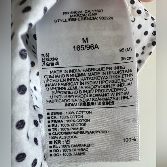Gap Polka Dot Button-Up Shirt – White Black 100% Cotton Fitted Boyfriend Size M - Picture 6 of 7